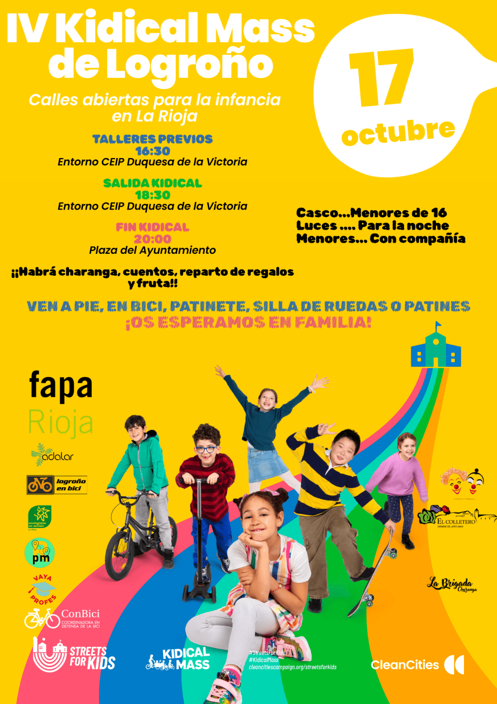 CALLES ABIERTAS PARA LA INFANCIA.CUARTA KIDICAL MASS EN&nbsp;LOGROÑO.