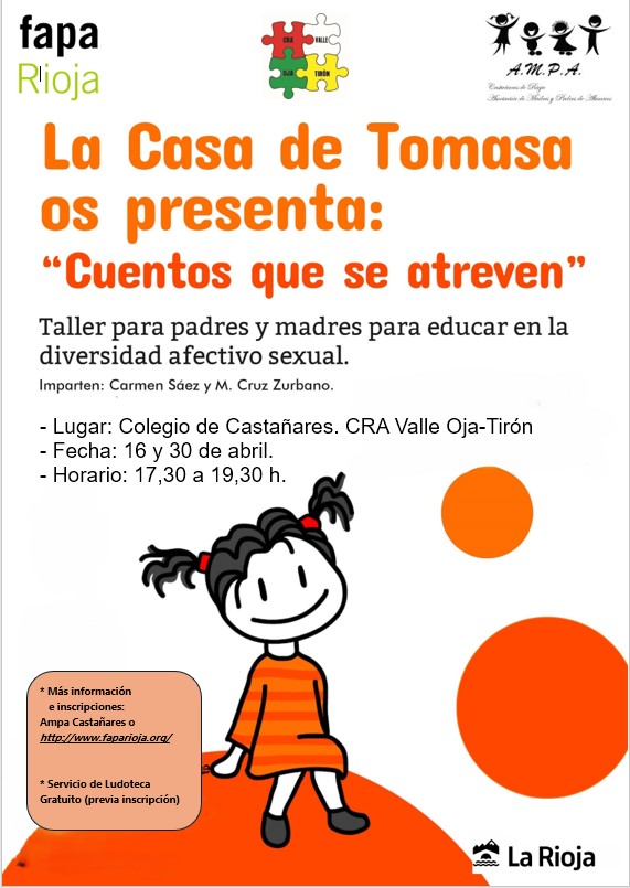 “NI PRINCESA BOMBÓN NI PRÍNCIPE CACHAS, CUENTOS QUE SE ATREVEN”
TALLER DE CUENTOS PARA EDUCAR EN LA DIVERSIDAD.